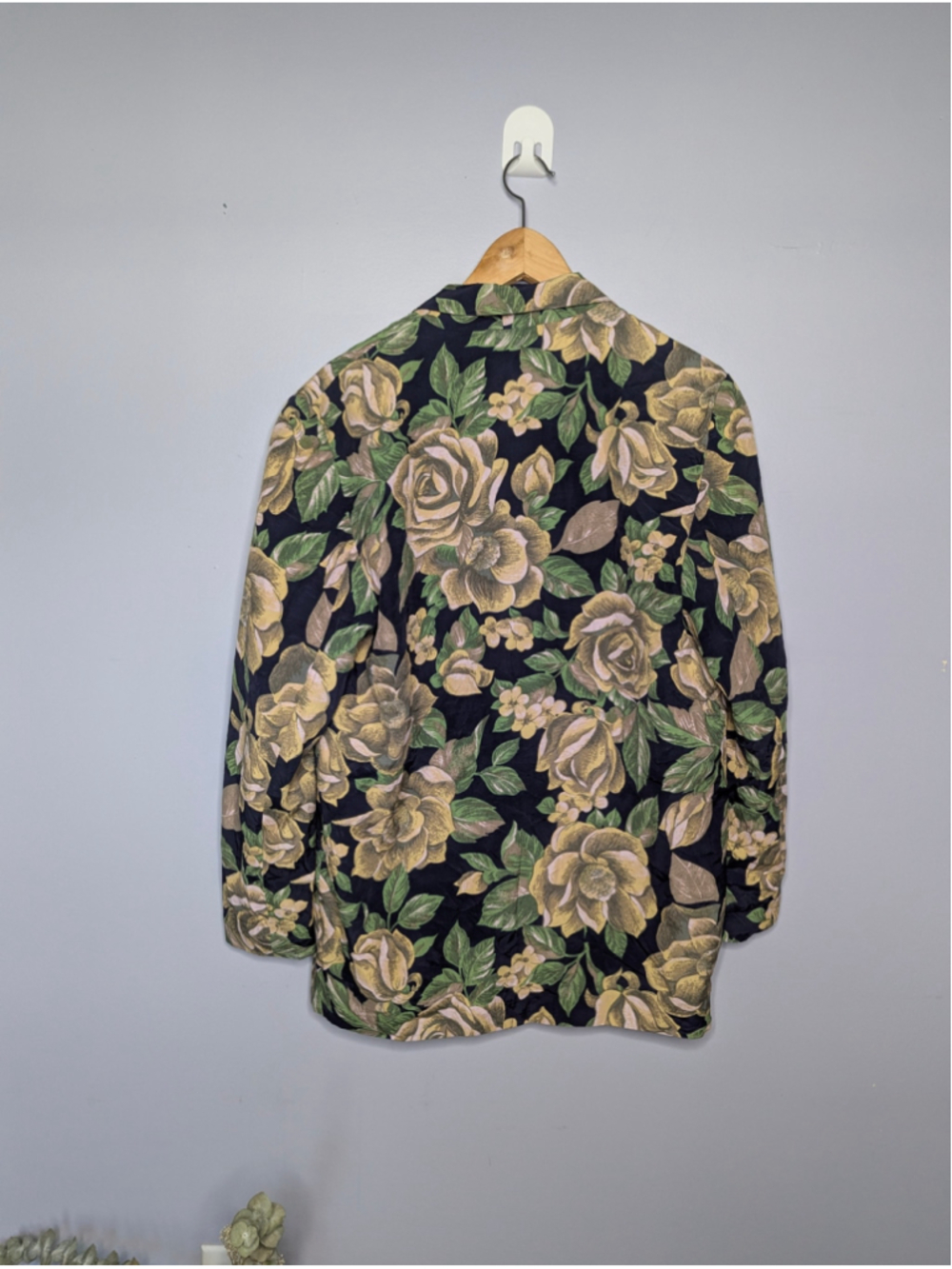 Vintage 80s/90s Dividends Floral Rayon Blazer Jacket | Muted Earthy Rose 10 - Picture 4 of 12